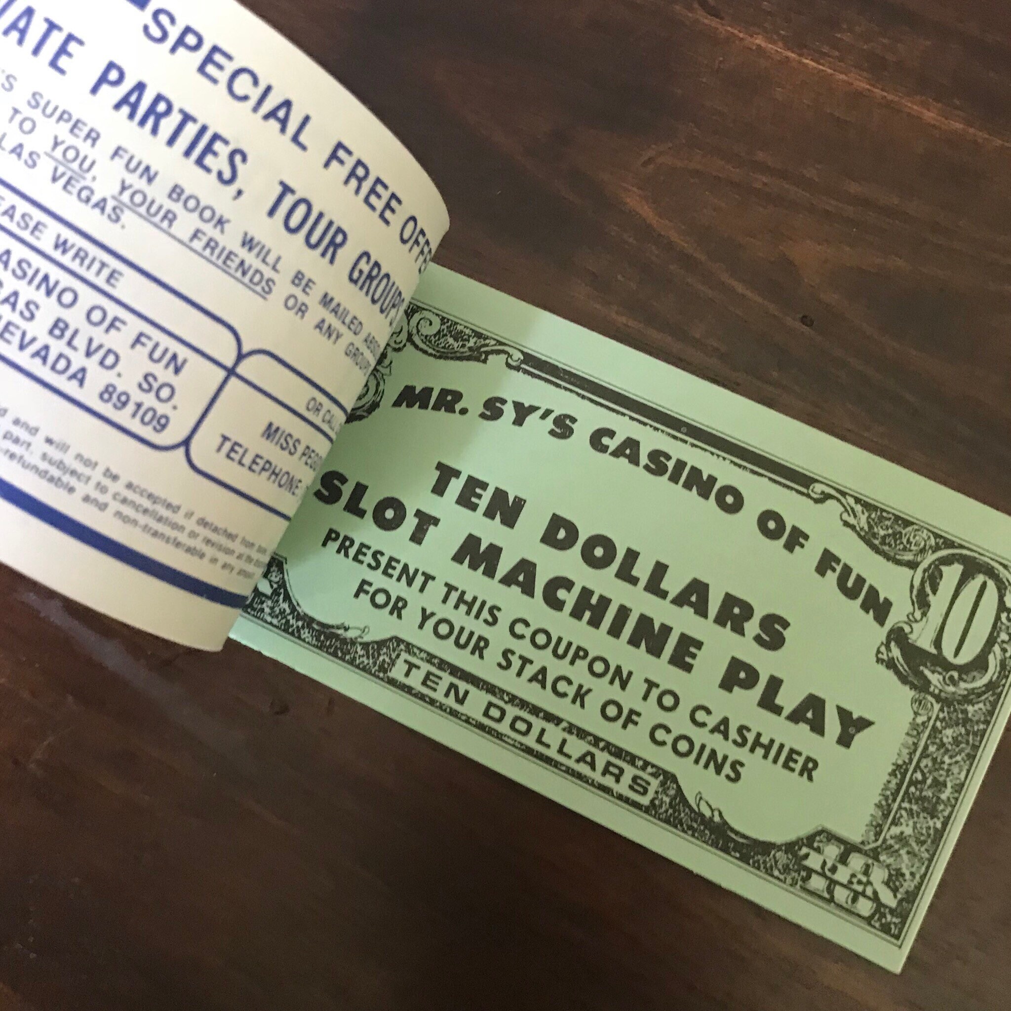 Vintage Las Vegas Coupon Book, Mr. Sy's Casino of Fun c.1970s, Made in