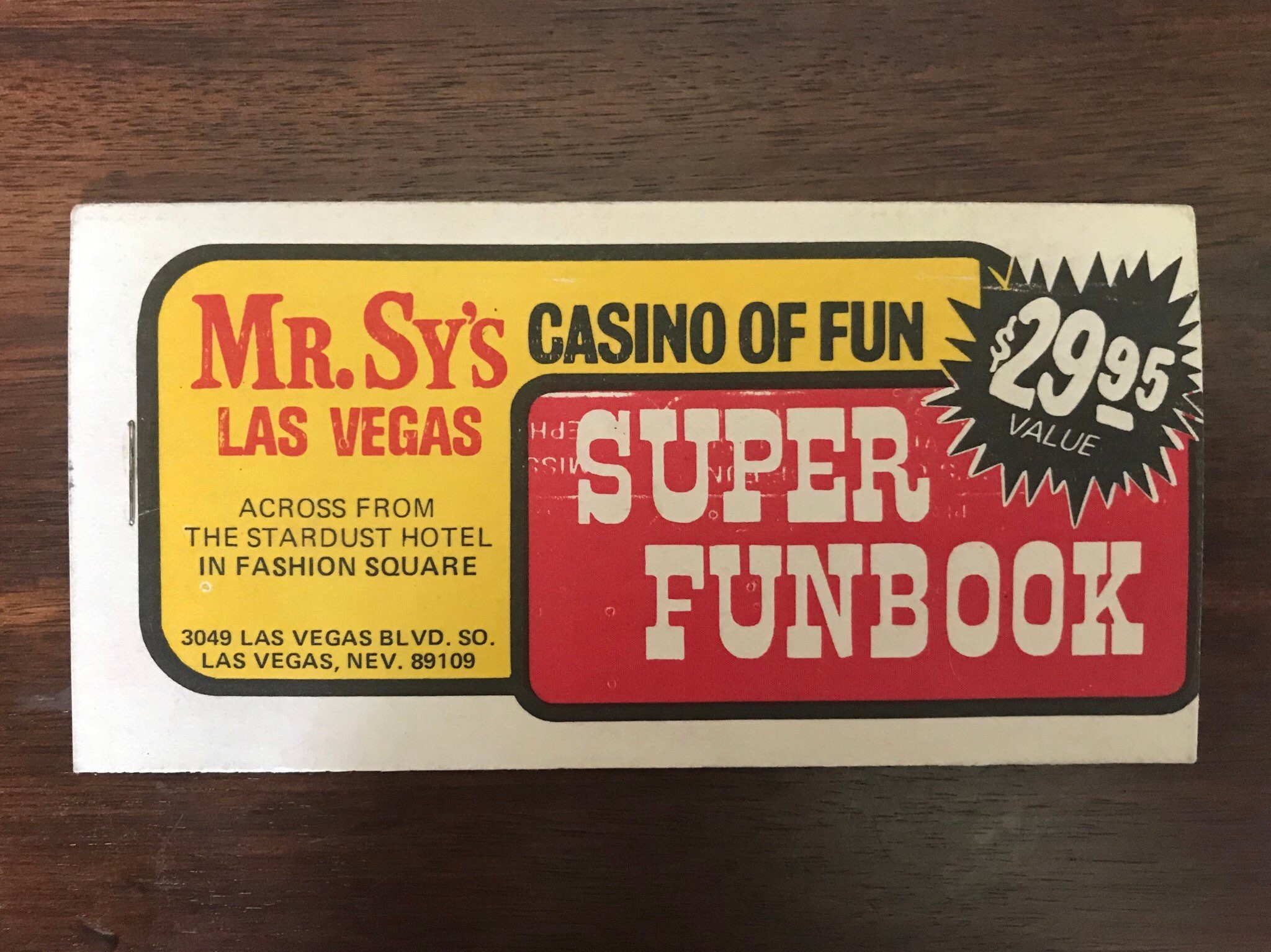 Vintage Las Vegas Coupon Book, Mr. Sy's Casino of Fun C.1970s, Made in