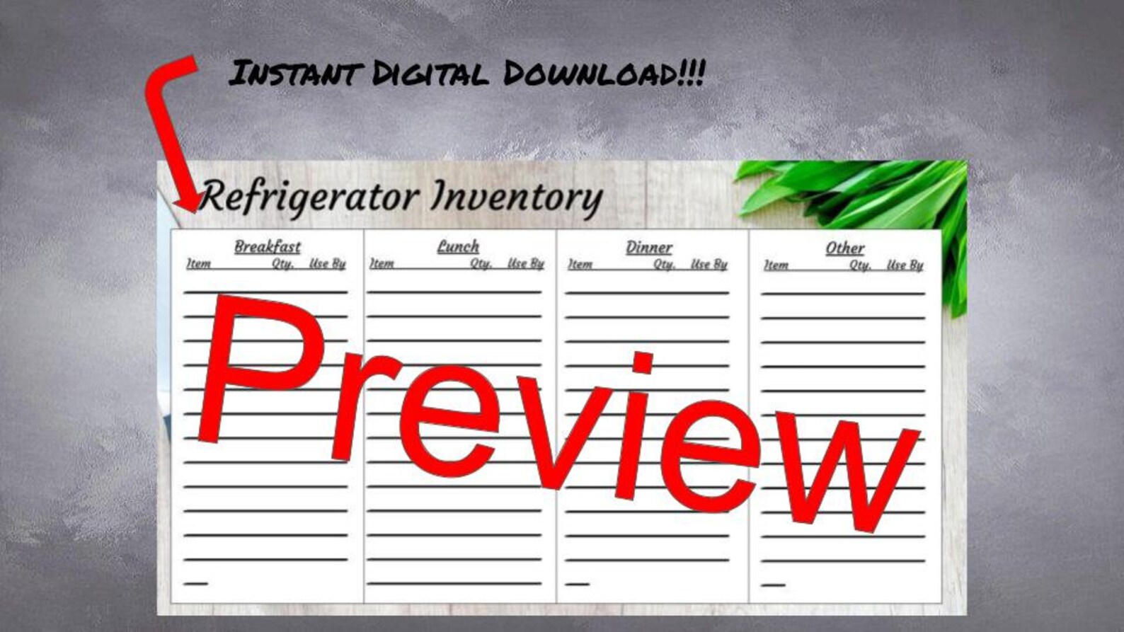 Refrigerator Inventory Stock Printable Organizer Planner List | Etsy