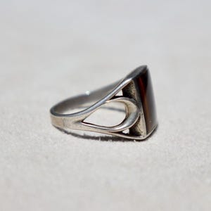 Tigerauge Ring Vintage Sterling Silber Siegelband Siegelband Siebziger Retro Edelstein Schmuck Handgemacht Statement Stück Geburtstag Geschenk Mädchen Bild 6