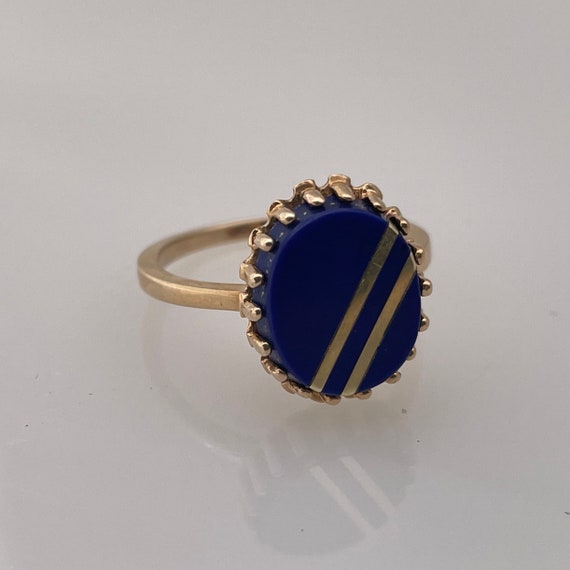 10k Gold Lapis Lazuli Ring With Gold Inlay - image 1