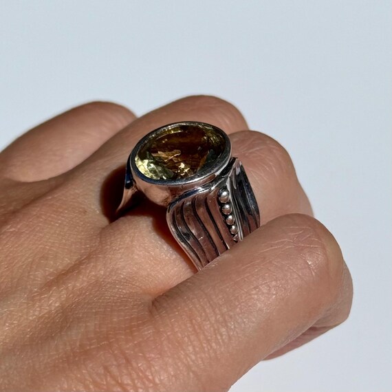Sterling Silver Lemon Quartz Statement Ring - image 3