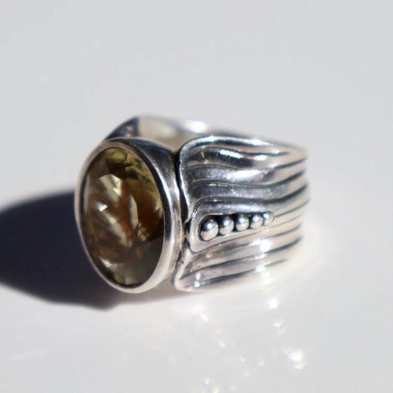 Sterling Silver Lemon Quartz Statement Ring - image 5