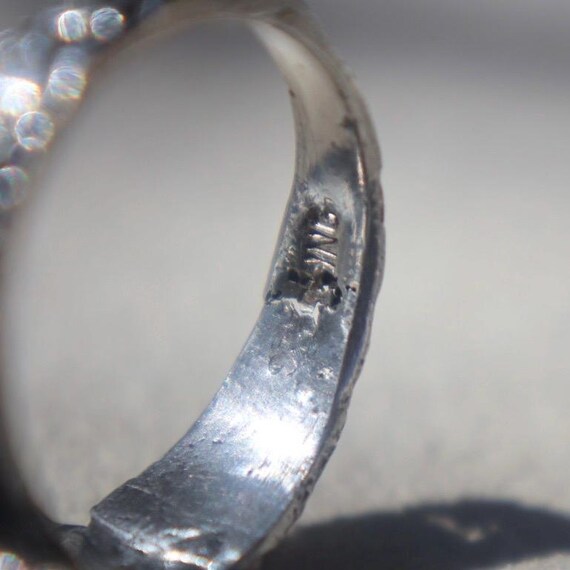 Brutalist Sterling Carnelian Statement Ring - image 7