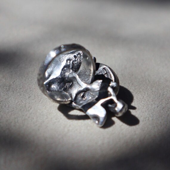 Brutalist Sterling Carnelian Statement Ring - image 5