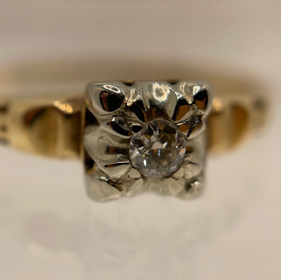 Art Deco 14k Diamond Solitaire Ring - image 4