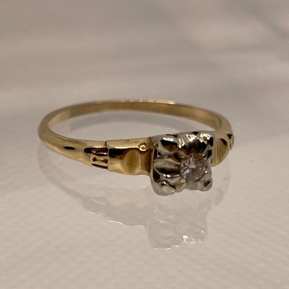 Art Deco 14k Diamond Solitaire Ring - image 9