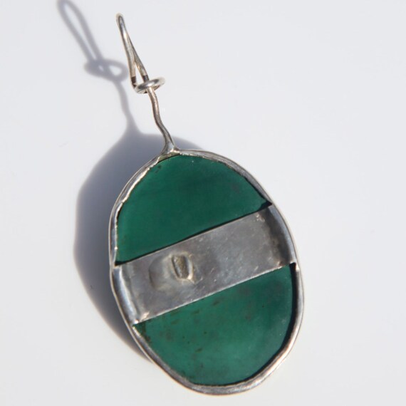 Handcrafted Malachite + Sterling Pendant - image 3