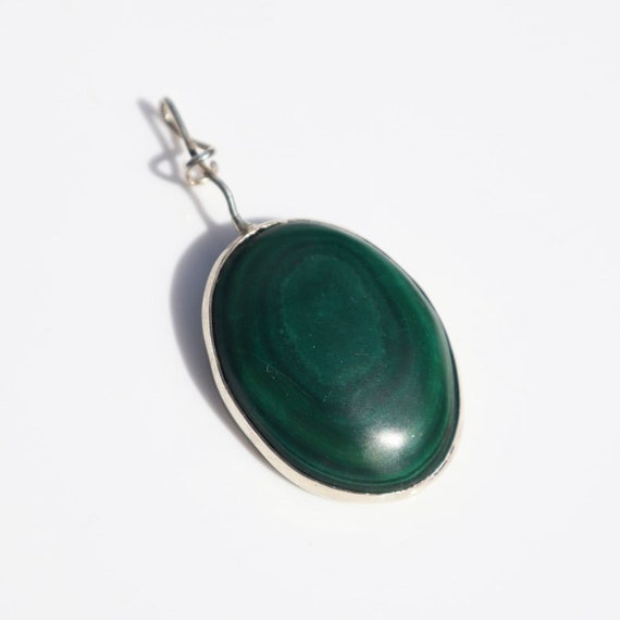 Handcrafted Malachite + Sterling Pendant - image 2