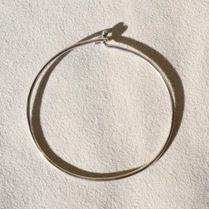 Minimalist Silver Bangle Bracelet Thin Sterling Wire Sleek Modern Design Handmade Jewelry Everyday Accessory Dainty Wrist Hook Clasp