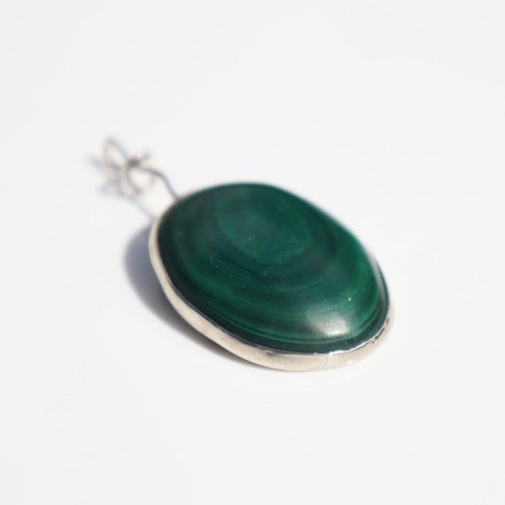 Handcrafted Malachite + Sterling Pendant - image 4
