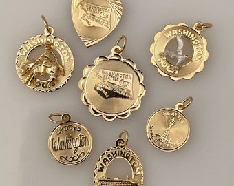 Vintage 12k Gold Filled Seattle Washington Charms