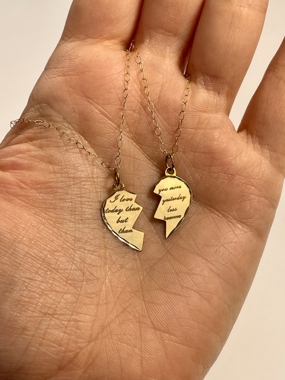 Solid 9k Gold Friendship/Lovers Heart Necklaces