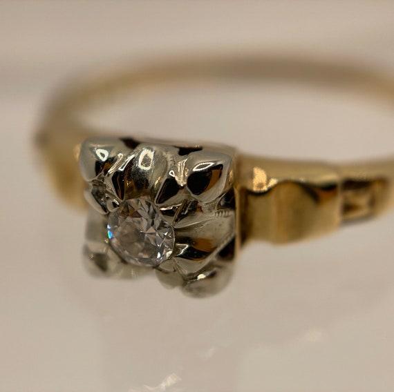 Art Deco 14k Diamond Solitaire Ring - image 10