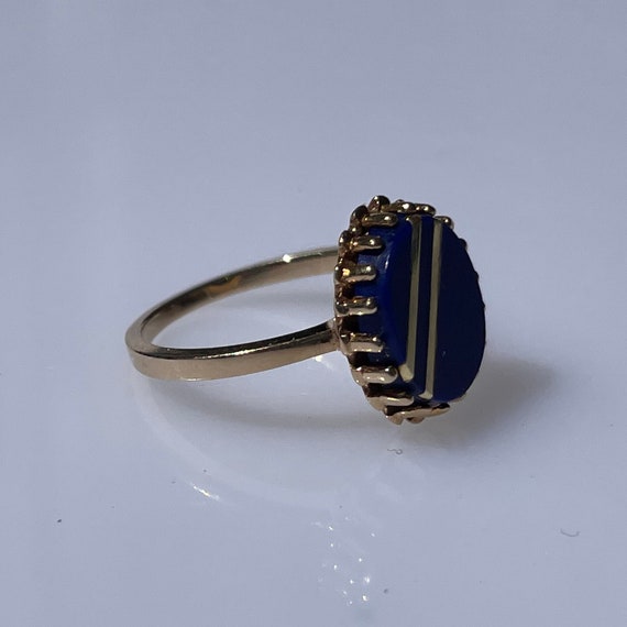 10k Gold Lapis Lazuli Ring With Gold Inlay - image 5