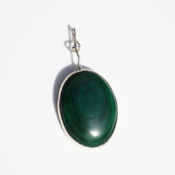 Handcrafted Malachite + Sterling Pendant - image 1