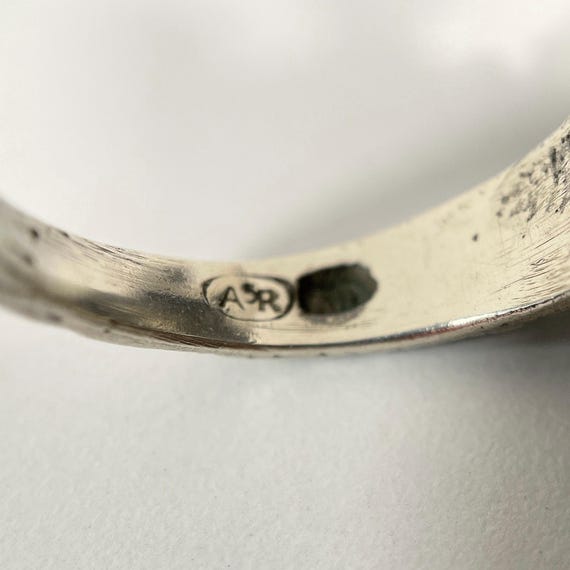 Brutalist Sterling Carnelian Statement Ring - image 6