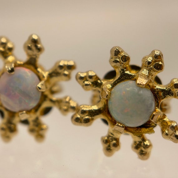 14k Opal Sunburst Stud Earrings