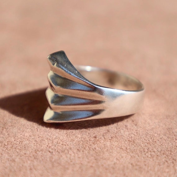 Sterling Statement Ring Silver Geometric Design C… - image 3