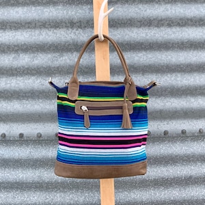 bright and versatile tote/crossbody bag!  beautiful handwoven Guatemalan textile & rustic Colombian leather