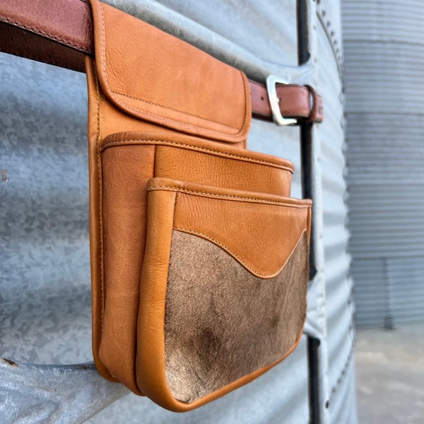 cowhide shotgun shell bag - premium cowhide and leather - perfect for your hunting enthusiast!