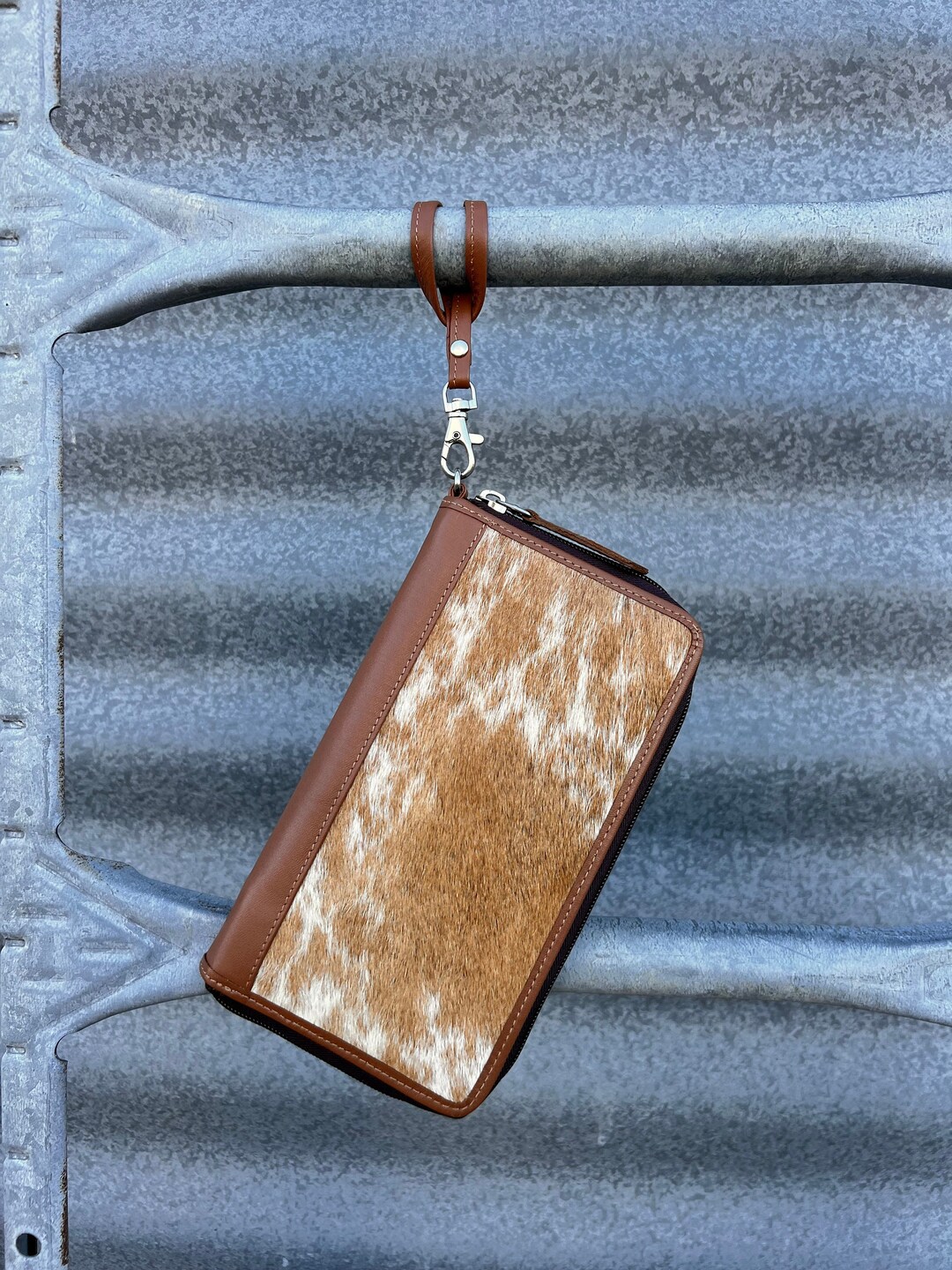 Perfect Cowhide Zipper Clamshell HOLD EVERYTHING Wallet/wristlet - Etsy