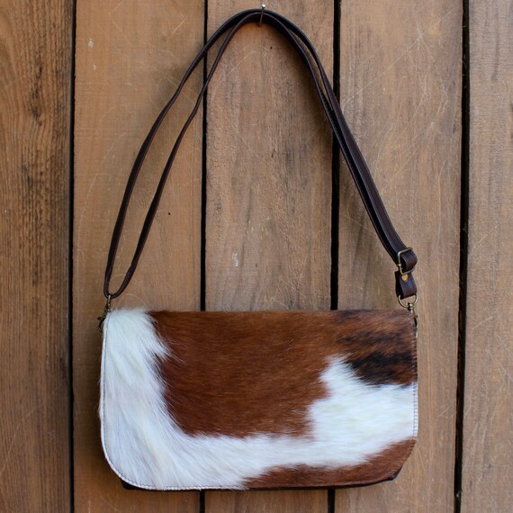Cute Long Hair Brown White Cowhide Bag Banana Yellow Etsy