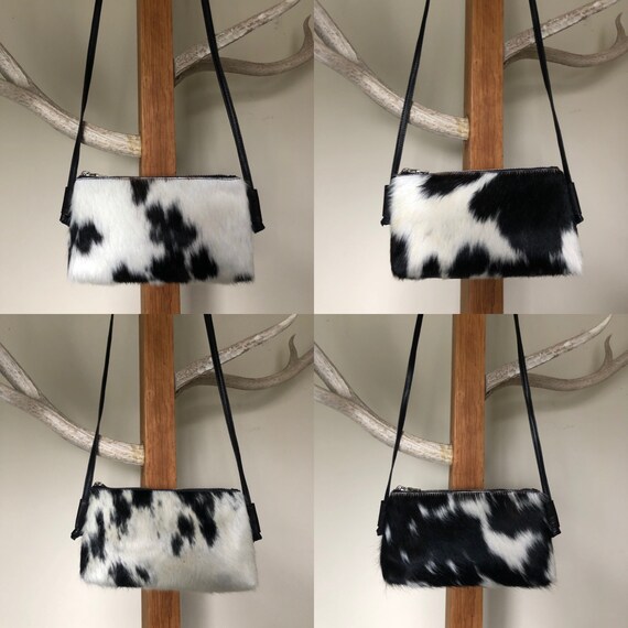 Long Hair Black White Cowhide Crossbody Bright Colorful Etsy