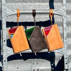 Guatemalan textile & leather belt bag/wristlet/phone case