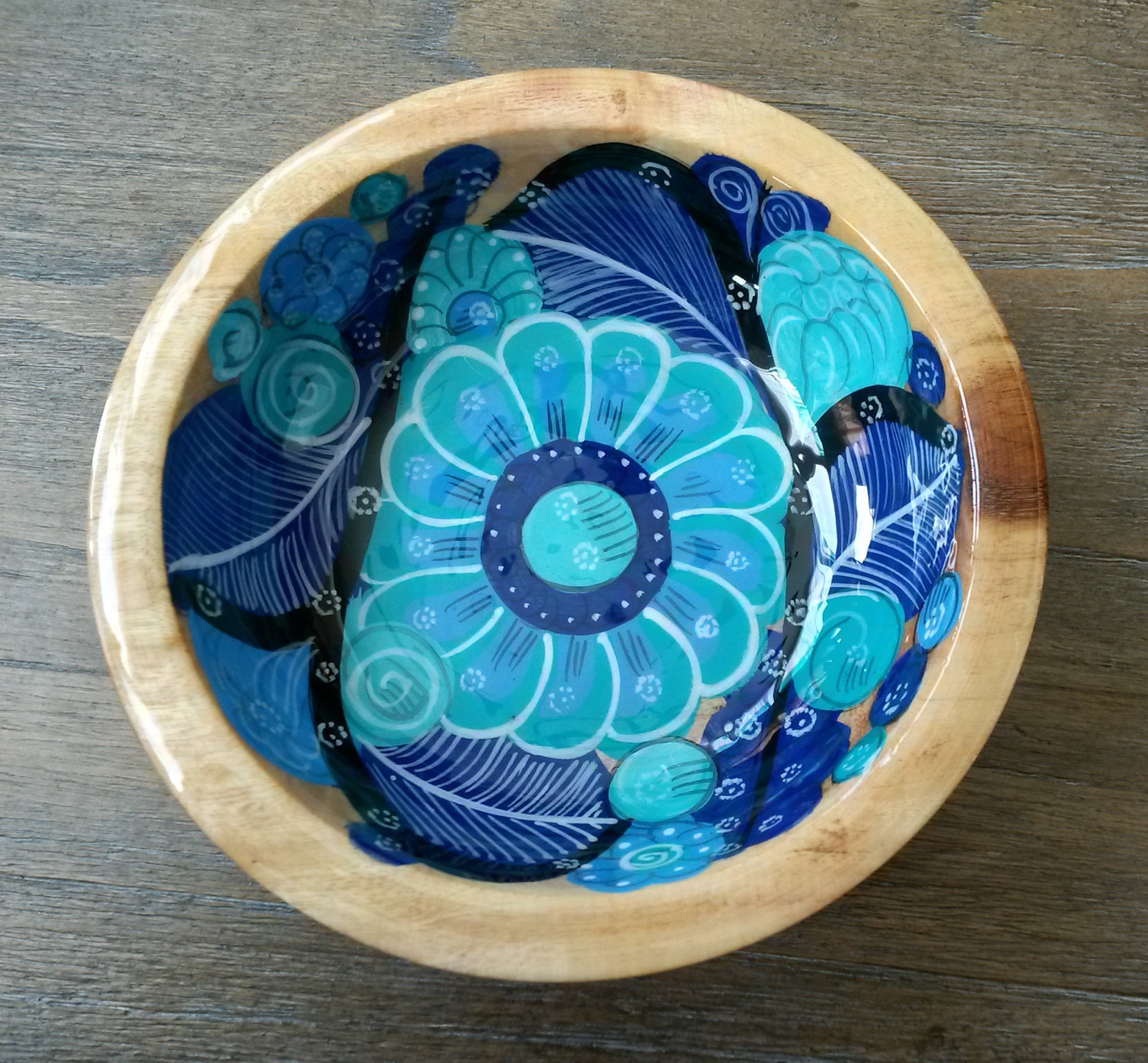 8 Hand Painted Mexican wooden bowl Salad bowl Teacher Etsy