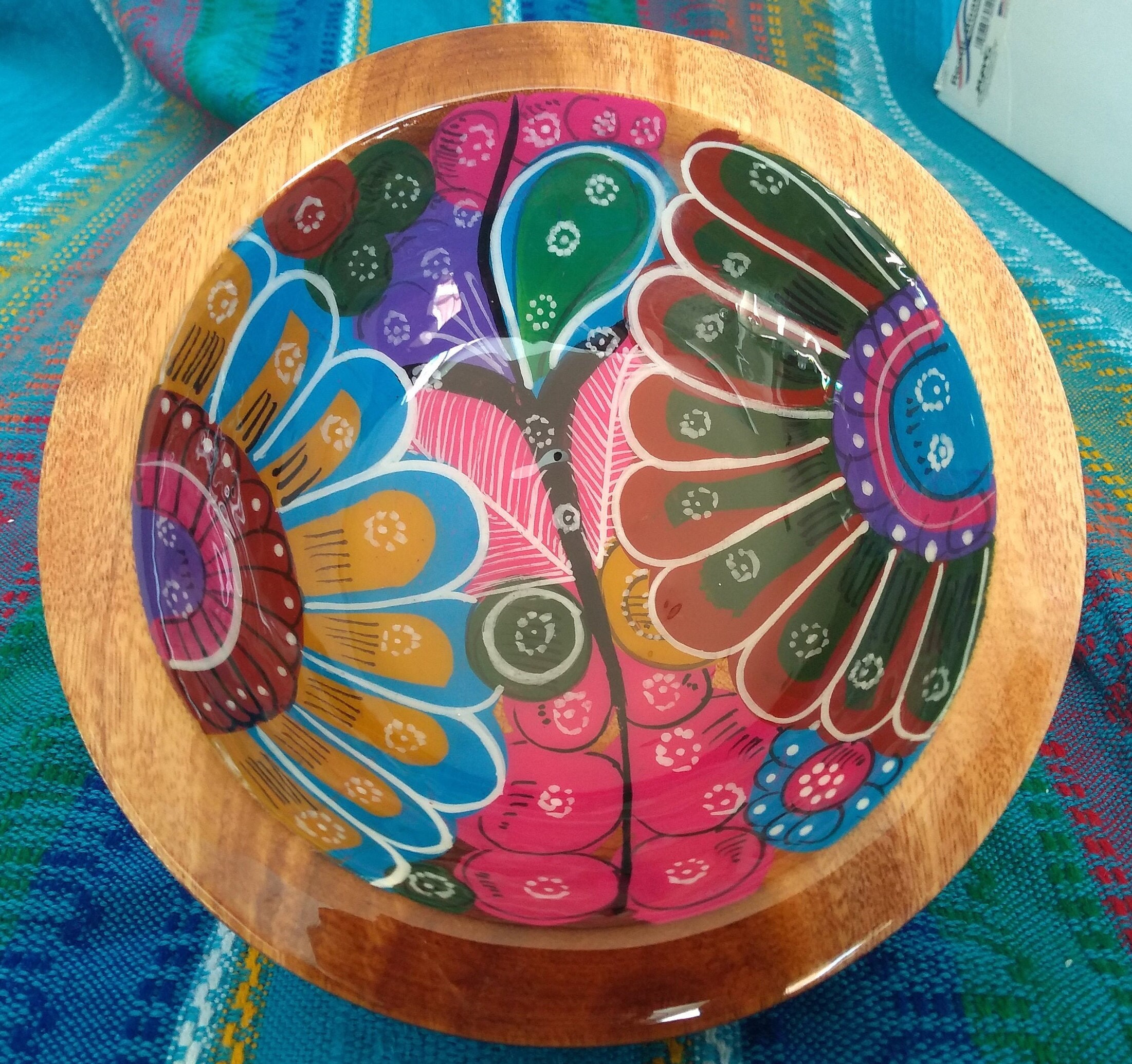 6 Hand Painted Mexican wooden bowl Salad bowl Teacher Etsy