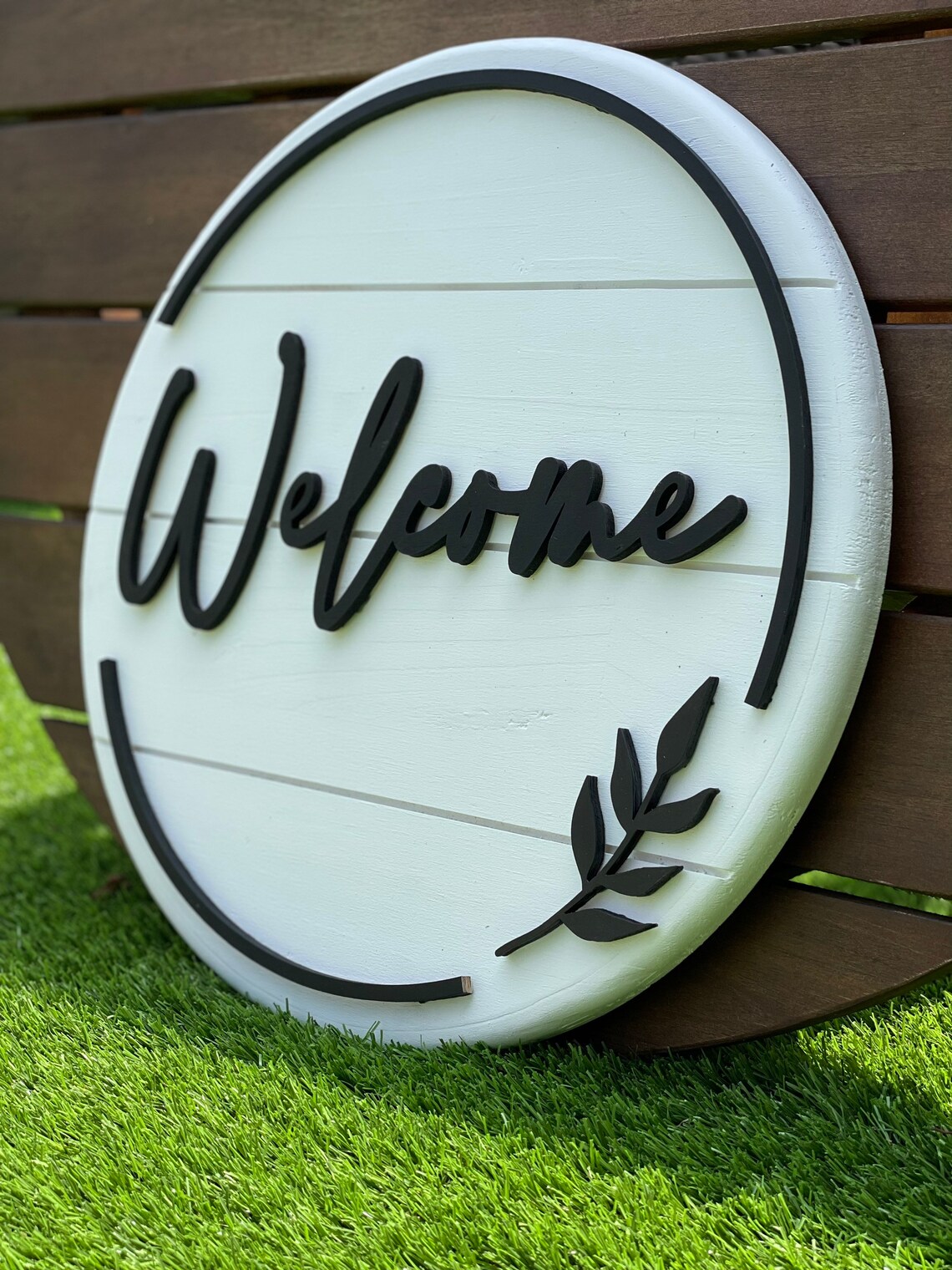 Round Wood Sign Front Door Decor Indoor / Outdoor Etsy