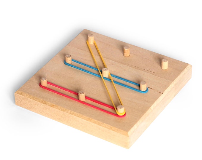 Geoboard for Toddlers, 3x3 Geoboard, Montessori Toddler Toys, Montessori Geoboard, Rubber Band