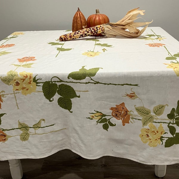 Vintage Autumn Roses Tablecloth