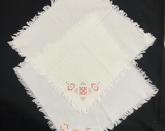 2 Hand Embroidered Vintage Napkins