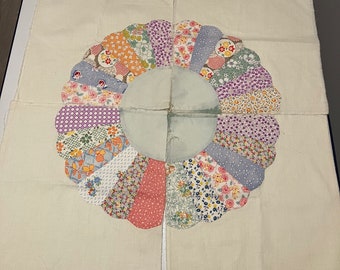 4 Vintage Pieced Circle Quilt blocks