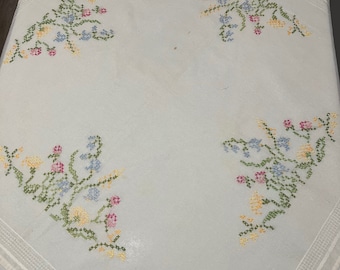 Vintage German Cross Stitched Tablecloth