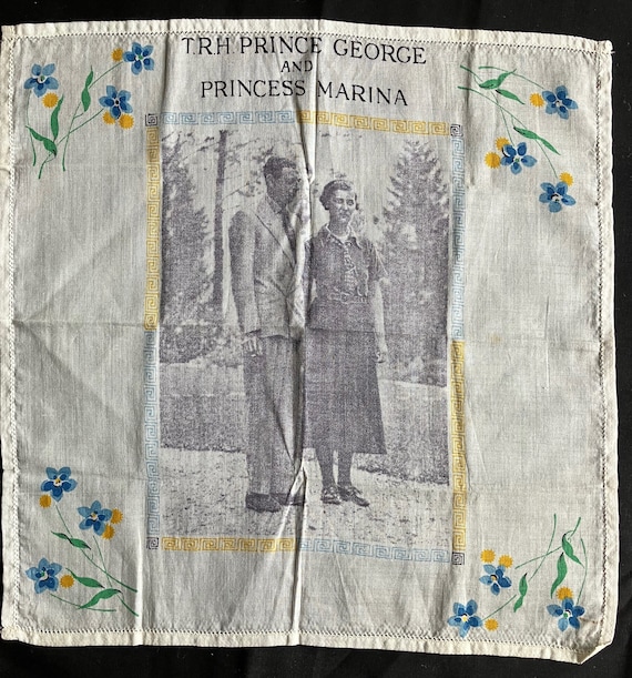 1930's Prince and Princess Souvenir Handkerchief