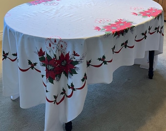 Large Vintage Christmas Tablecloth