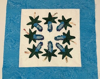 Vintage Hand Stitched Quilt Block with Ruching