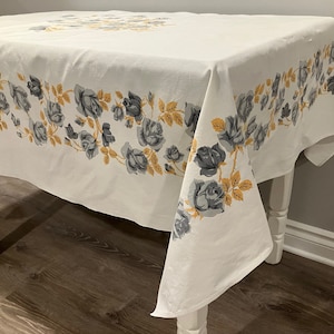 Vintage Gray Roses Tablecloth