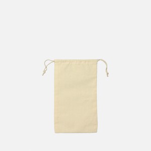 May include: A plain white cotton drawstring bag with a natural cotton cord.