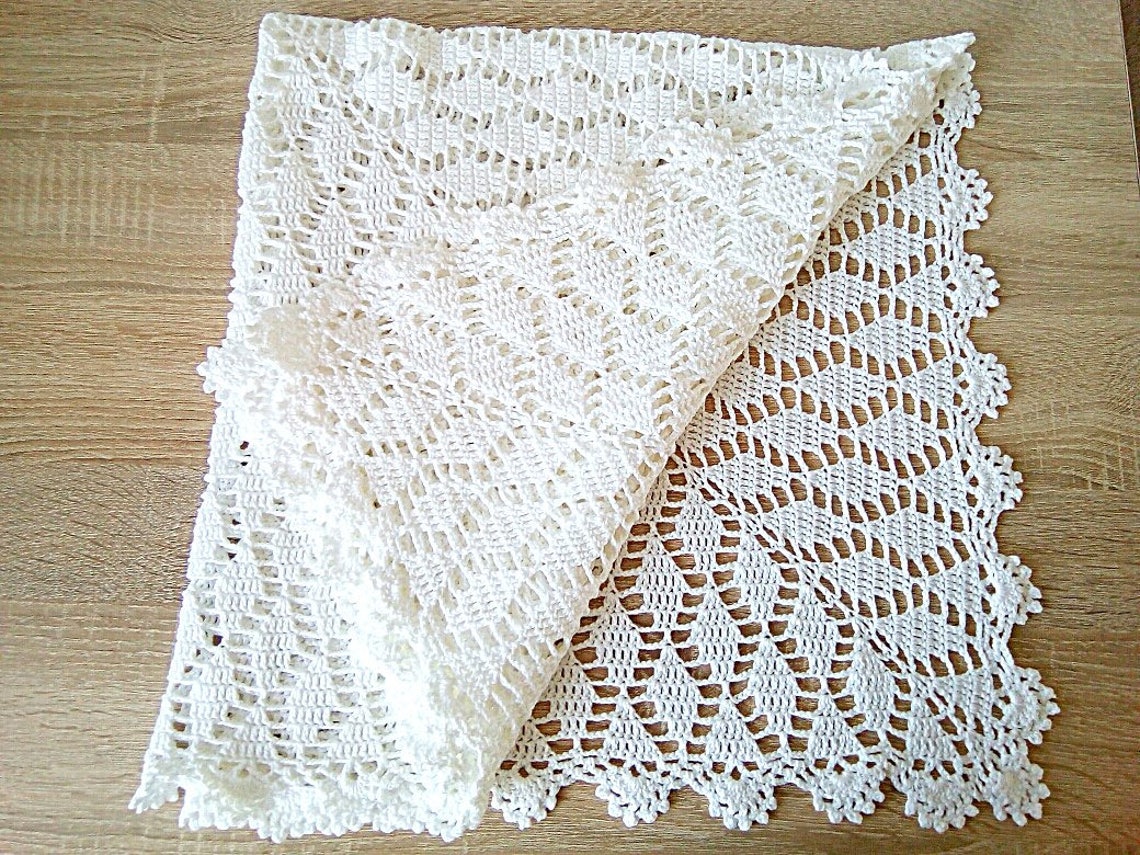 Organic Crochet Cotton Throw Baby White Blanket for Newborn Etsy