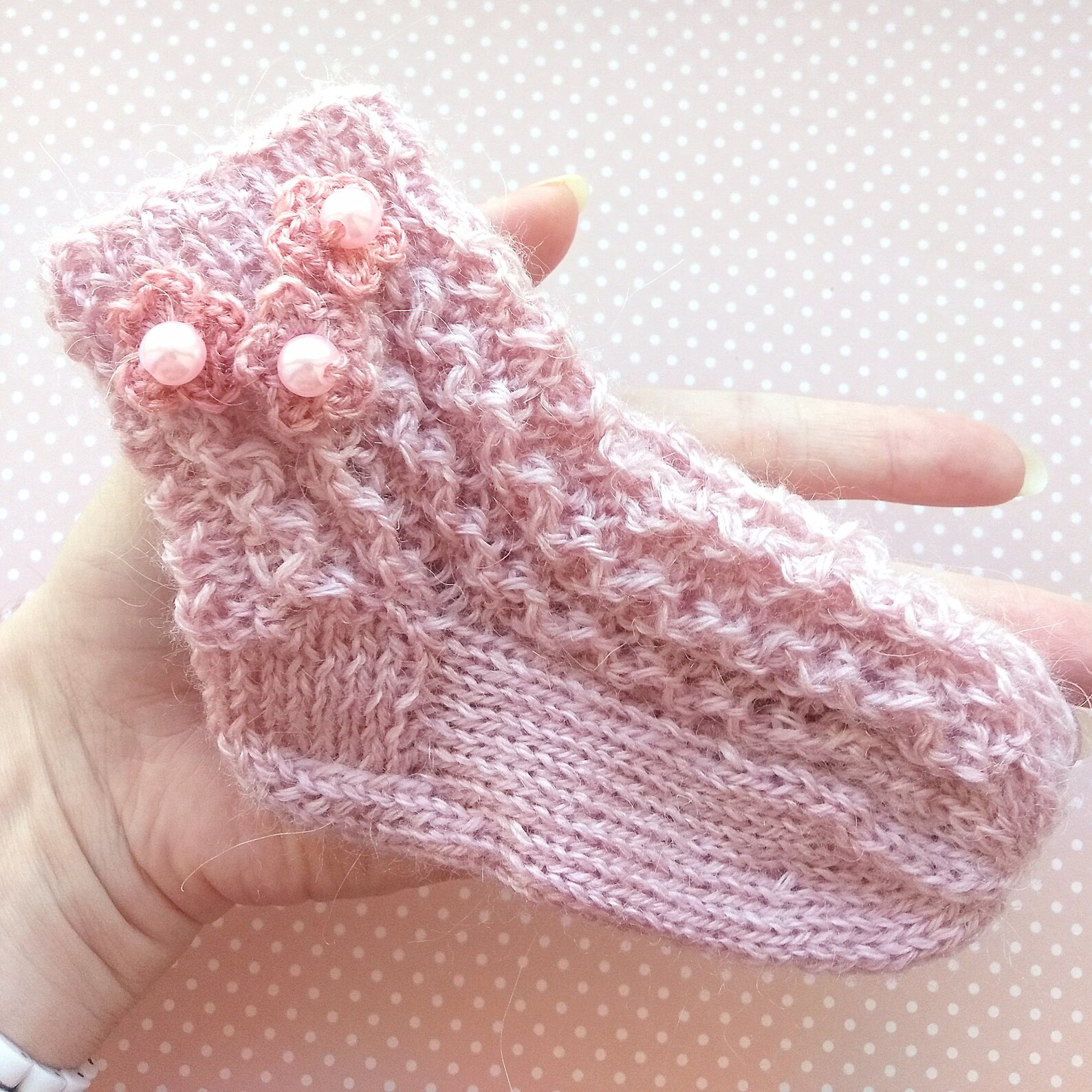KNIT BABY SOCKS 03 Months Pink Wool Socks Baby Shower Gift Etsy