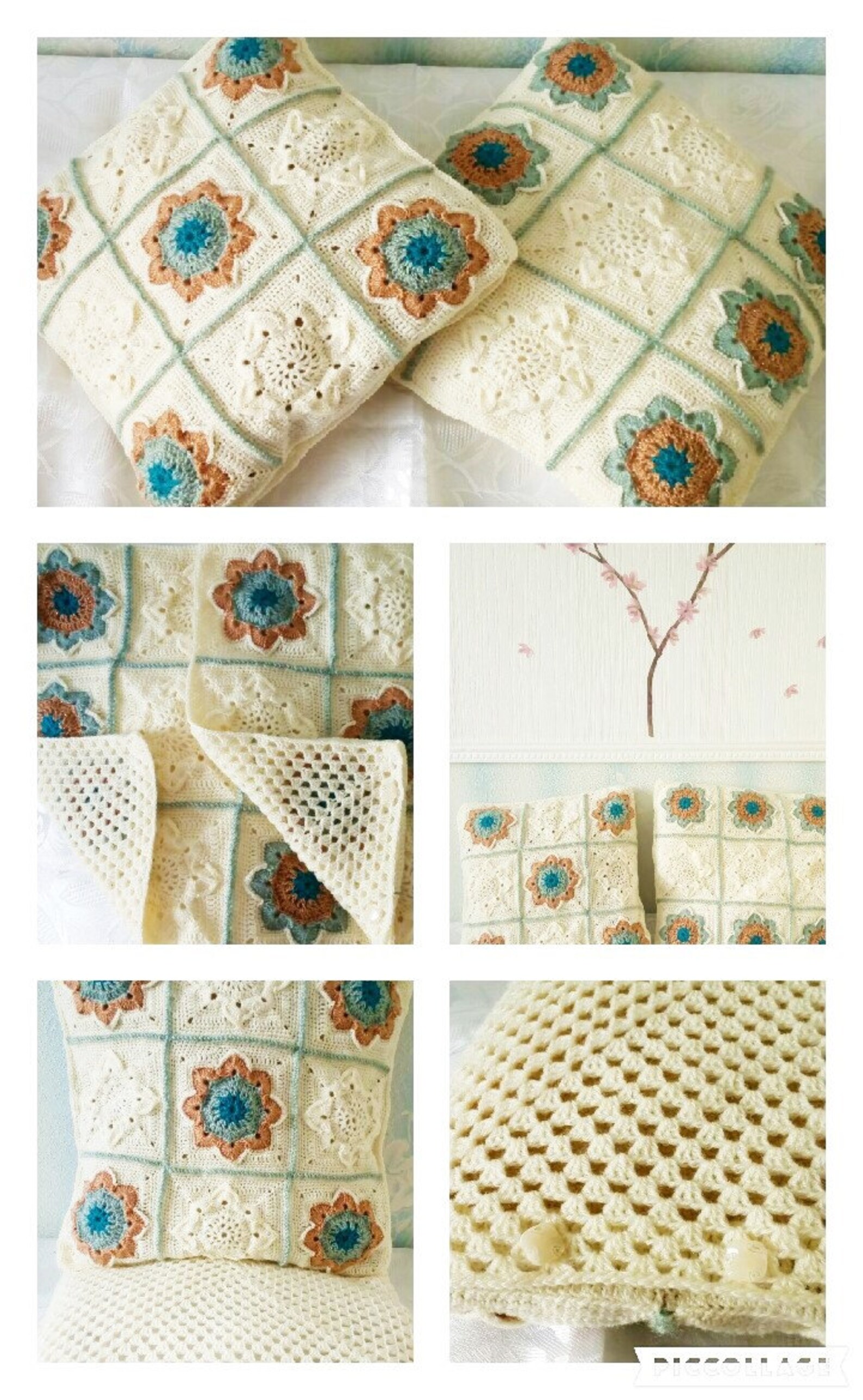 Crochet Throw pillow cover Decorated Handwoven Pillow Cushion Etsy