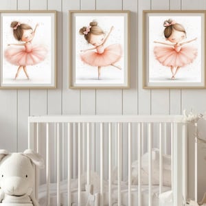 Set of 4 Ballerina Wall Art Prints, girls room decor, Nursery wall art prints, Downloadable, Pink ballet dancer, Printable wall art