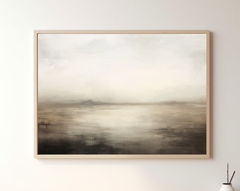 Pintura al óleo de paisaje abstracto imprimible, impresión de arte minimalista, arte de pared con descarga digital, impresión de paisaje abstracto vintage