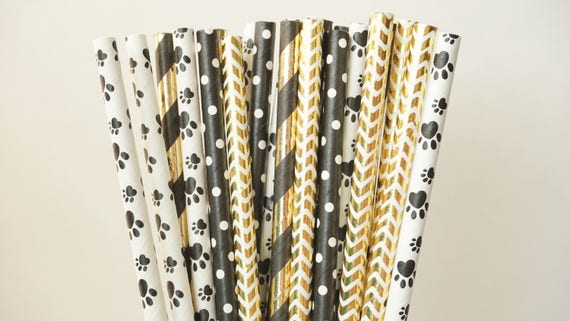 Puppy Paw Print Party Straws Birthday Party Decorations Etsy