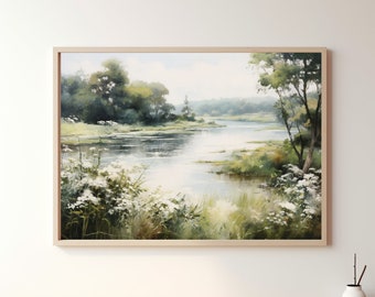 Vintage Landscape Oil Painting, Printable Landscape Painting, Vintage Landscape Art Print, Digital Download Wall Art