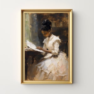 Druckbare antike Porträtmalerei von Frauen beim Lesen, Ölgemälde Frauen beim Lesen, Vintage-Gemälde von Frauen beim Lesen, digitaler Download